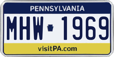 PA license plate MHW1969
