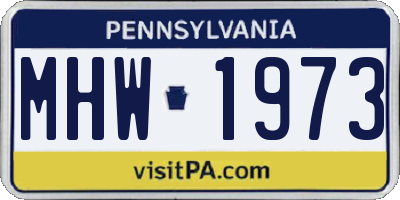 PA license plate MHW1973