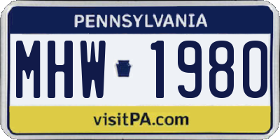 PA license plate MHW1980