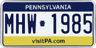 PA license plate MHW1985