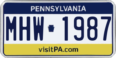 PA license plate MHW1987
