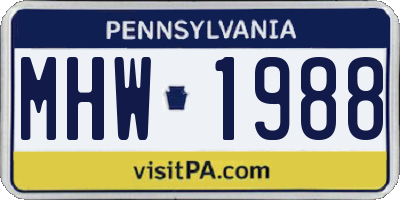 PA license plate MHW1988
