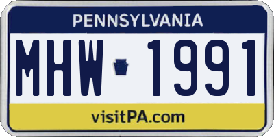 PA license plate MHW1991