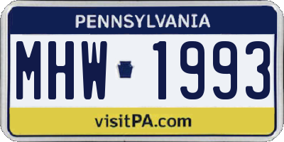 PA license plate MHW1993