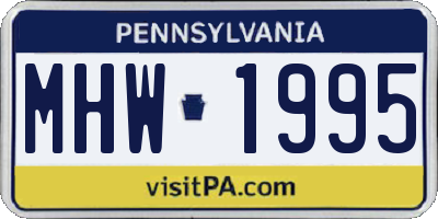 PA license plate MHW1995