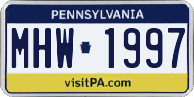 PA license plate MHW1997