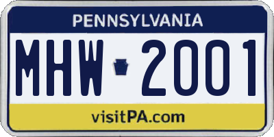 PA license plate MHW2001