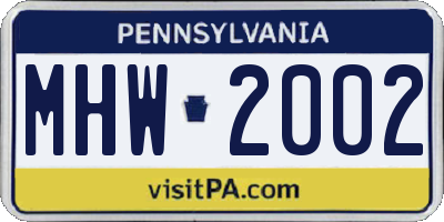 PA license plate MHW2002