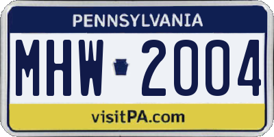 PA license plate MHW2004