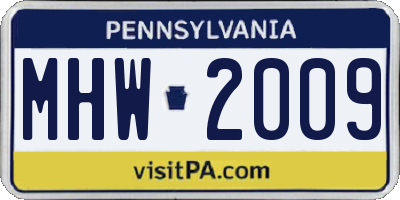 PA license plate MHW2009