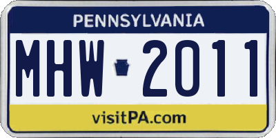 PA license plate MHW2011