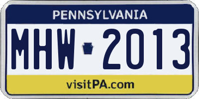 PA license plate MHW2013