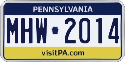 PA license plate MHW2014