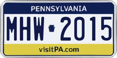PA license plate MHW2015