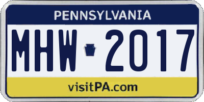 PA license plate MHW2017