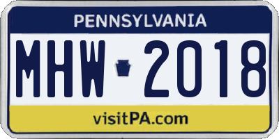 PA license plate MHW2018