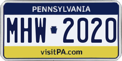 PA license plate MHW2020