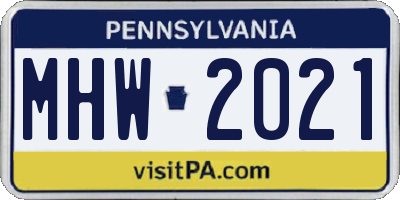 PA license plate MHW2021