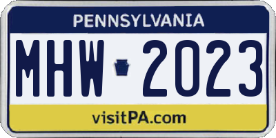 PA license plate MHW2023