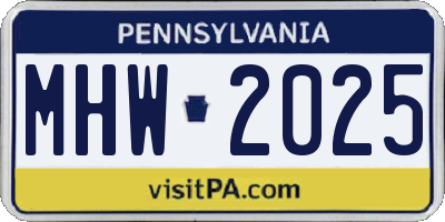 PA license plate MHW2025