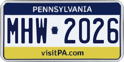 PA license plate MHW2026