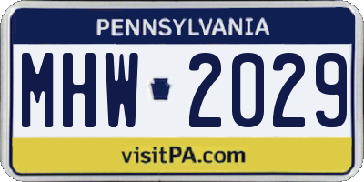 PA license plate MHW2029