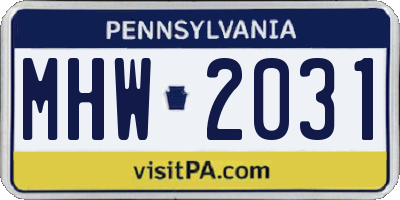 PA license plate MHW2031