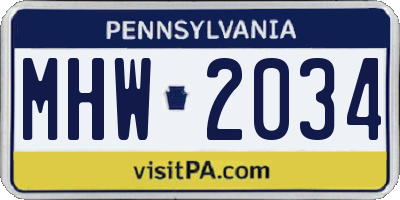 PA license plate MHW2034