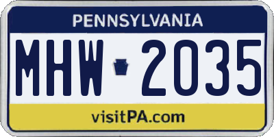 PA license plate MHW2035