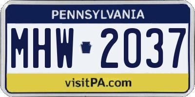 PA license plate MHW2037