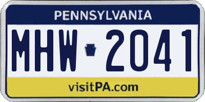PA license plate MHW2041