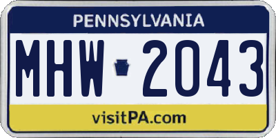 PA license plate MHW2043