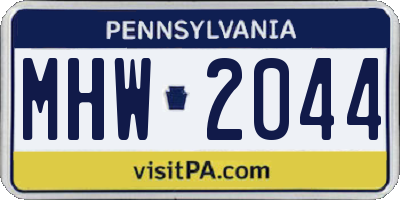 PA license plate MHW2044