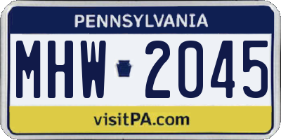 PA license plate MHW2045