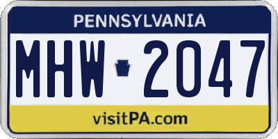 PA license plate MHW2047