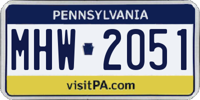 PA license plate MHW2051