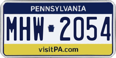 PA license plate MHW2054