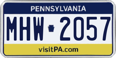 PA license plate MHW2057