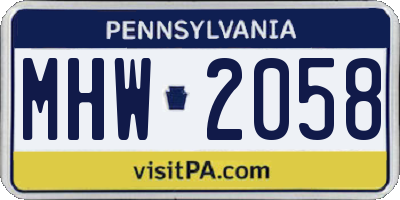 PA license plate MHW2058