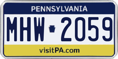 PA license plate MHW2059
