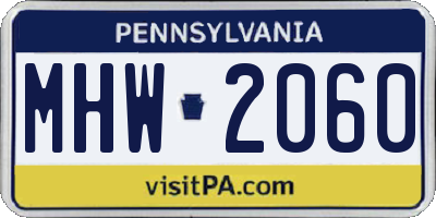 PA license plate MHW2060