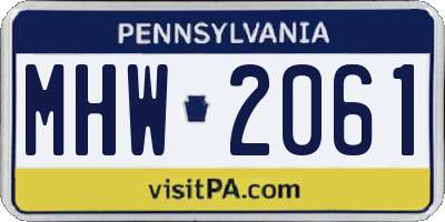PA license plate MHW2061