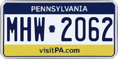 PA license plate MHW2062