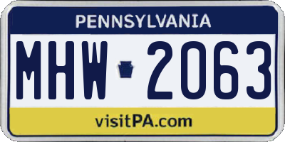 PA license plate MHW2063