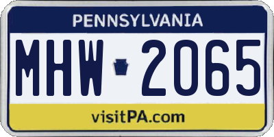 PA license plate MHW2065