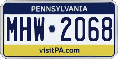 PA license plate MHW2068