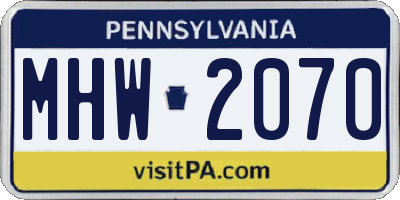 PA license plate MHW2070