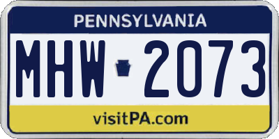 PA license plate MHW2073
