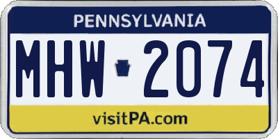 PA license plate MHW2074
