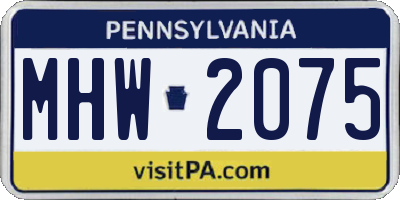 PA license plate MHW2075